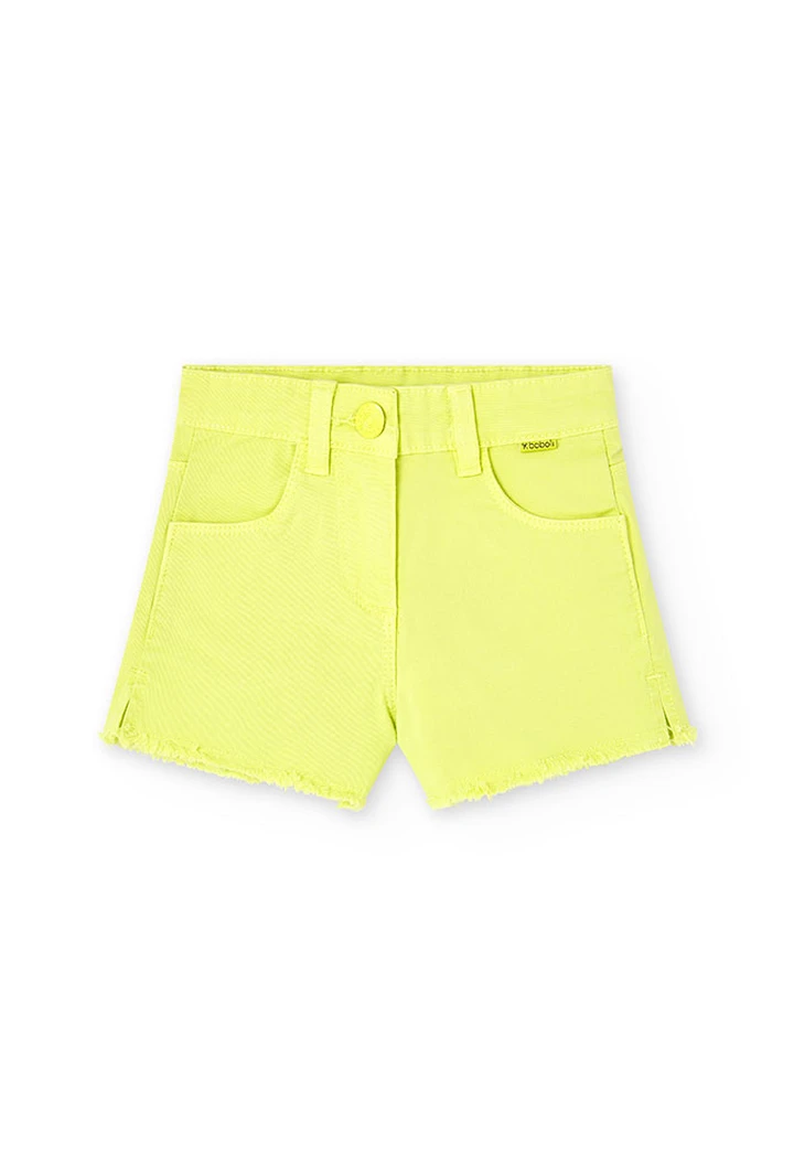 Short basic en twill élastique pour fille, vert