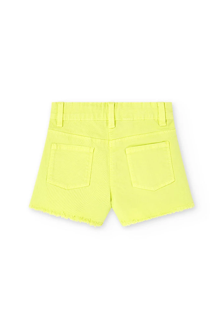 Short basic en twill élastique pour fille, vert