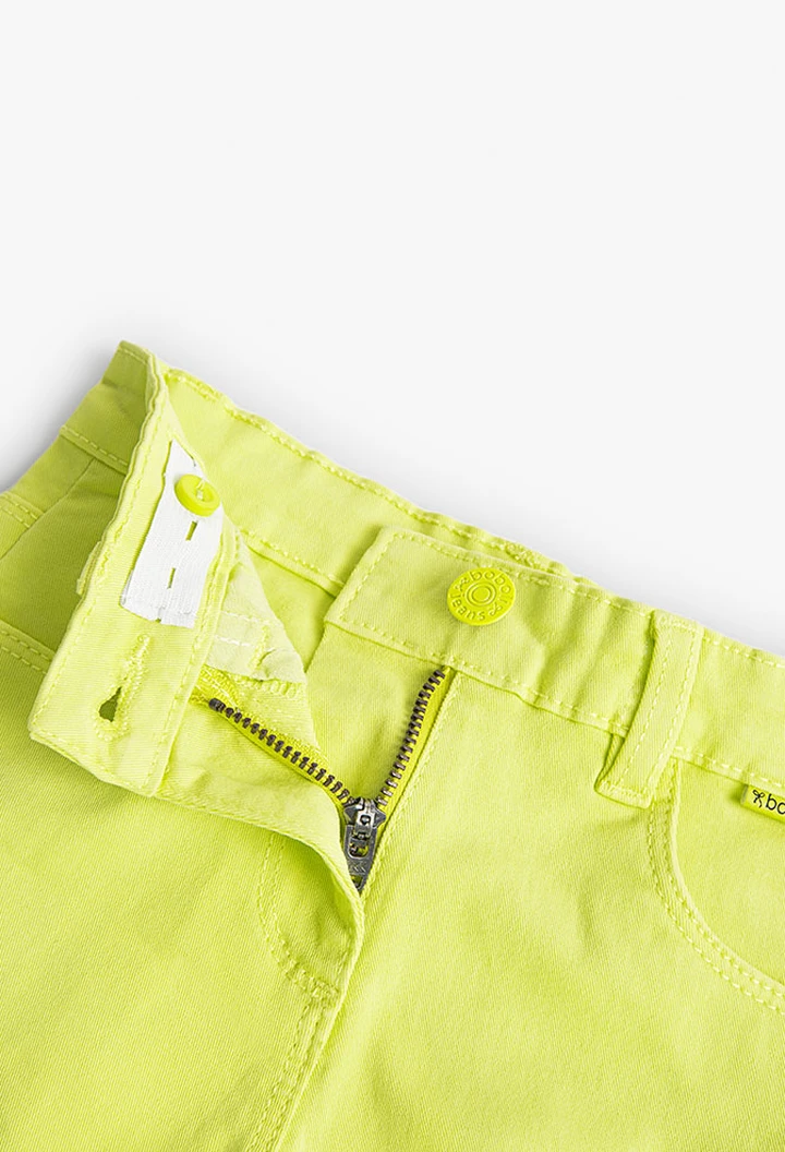 Short basic en twill élastique pour fille, vert