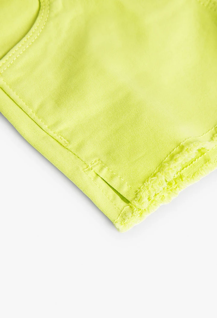 Short basic en twill élastique pour fille, vert
