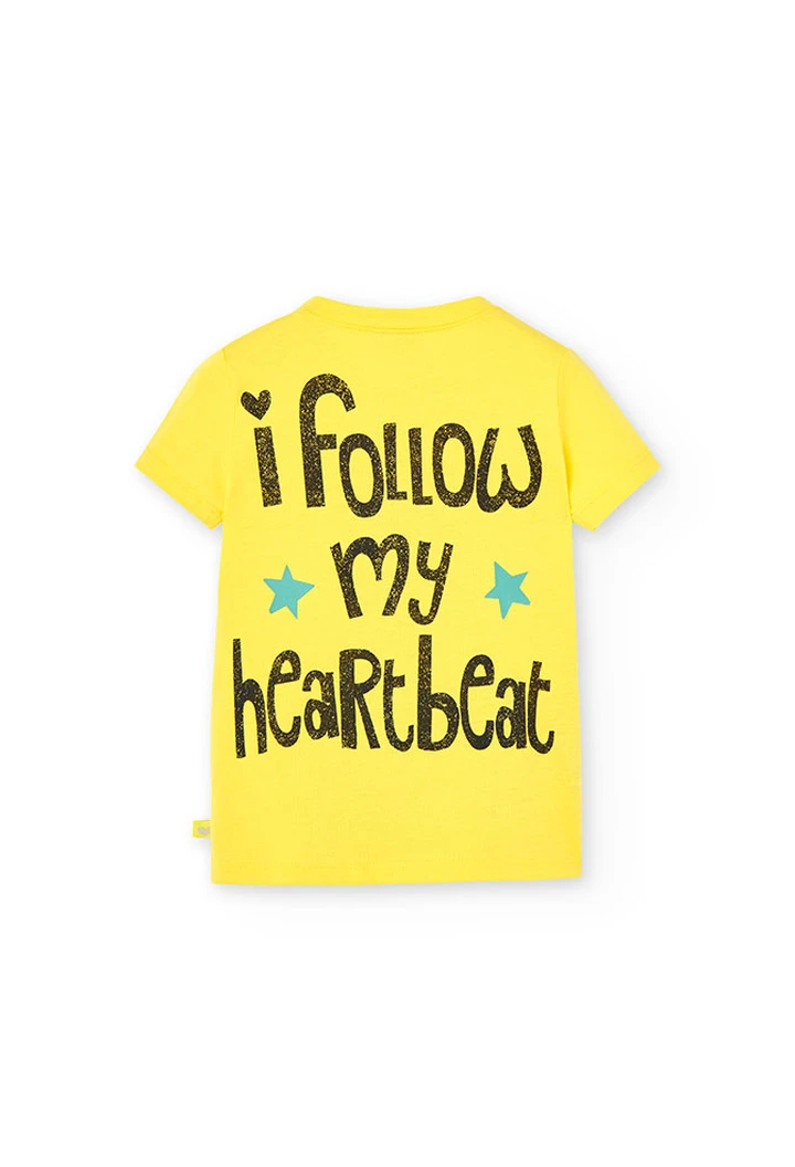 T-shirt basic tricoté pour bébé fille en couleur jaune