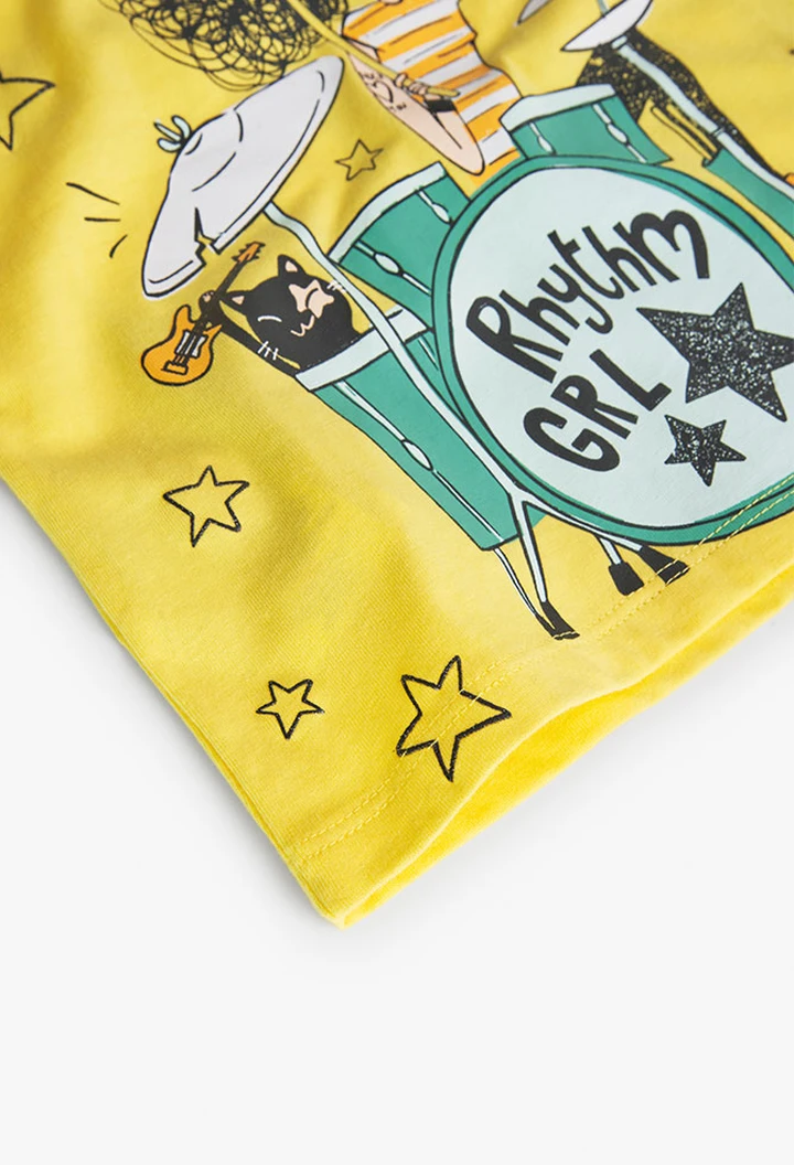 T-shirt basic tricoté pour bébé fille en couleur jaune