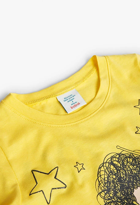 T-shirt basic tricoté pour bébé fille en couleur jaune