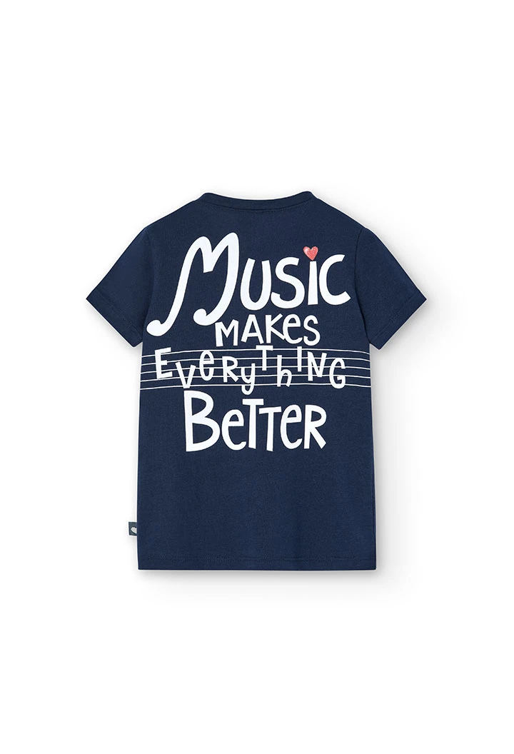 T-shirt basic en tricot pour bébé fille, couleur bleu marine