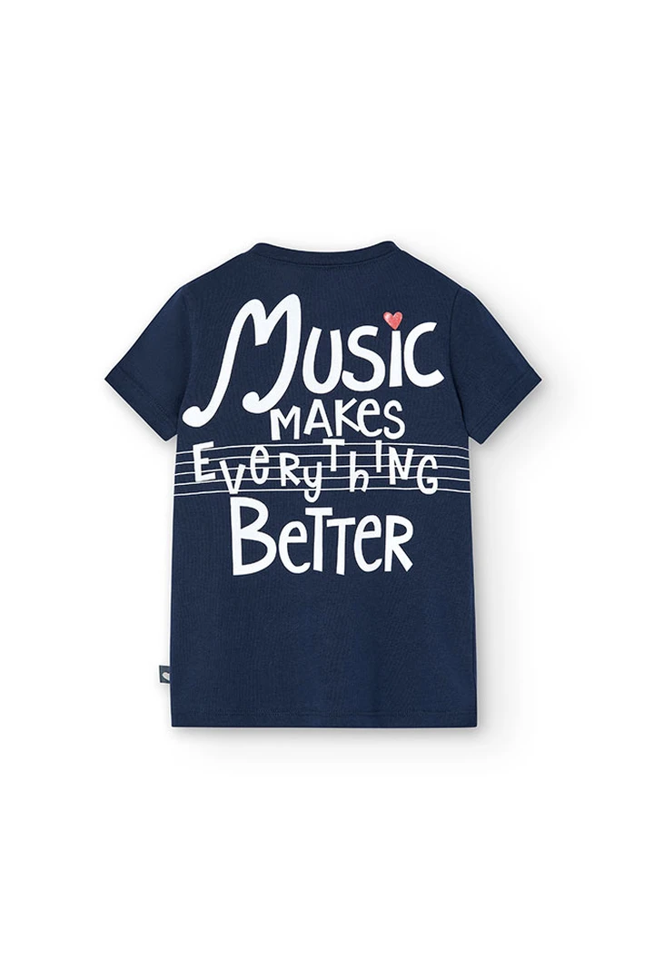 T-shirt basic en tricot pour bébé fille, couleur bleu marine