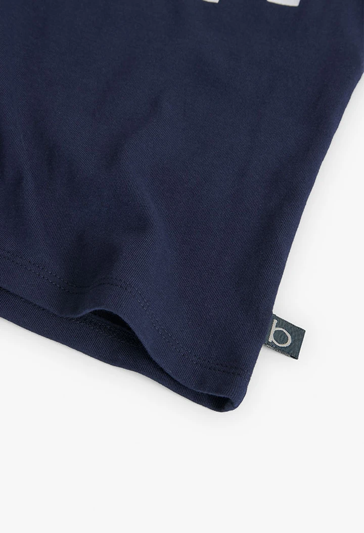 T-shirt basic en tricot pour bébé fille, couleur bleu marine