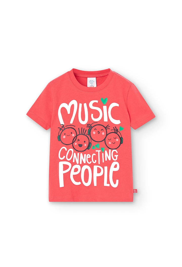 T-shirt basic en tricot pour bébé fille, couleur rouge