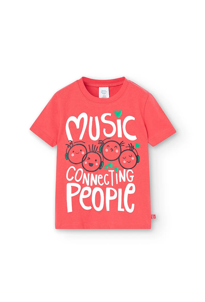 T-shirt basic en tricot pour bébé fille, couleur rouge