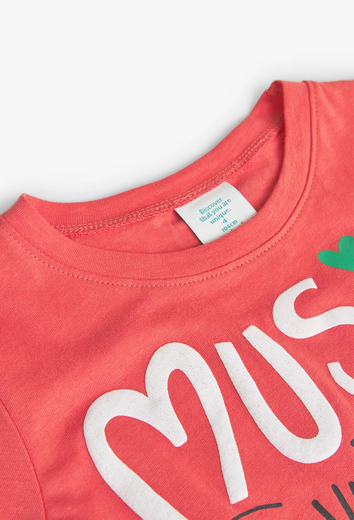 T-shirt basic en tricot pour bébé fille, couleur rouge