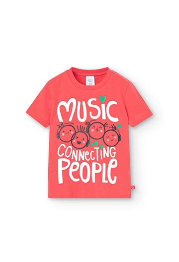 Camiseta de punto básica de niña en color rojo