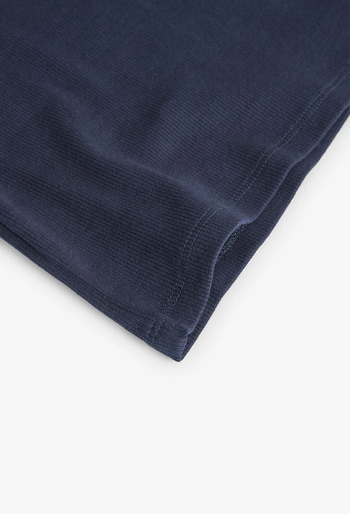 T-shirt à maille côtelée pour fille, couleur bleu marine
