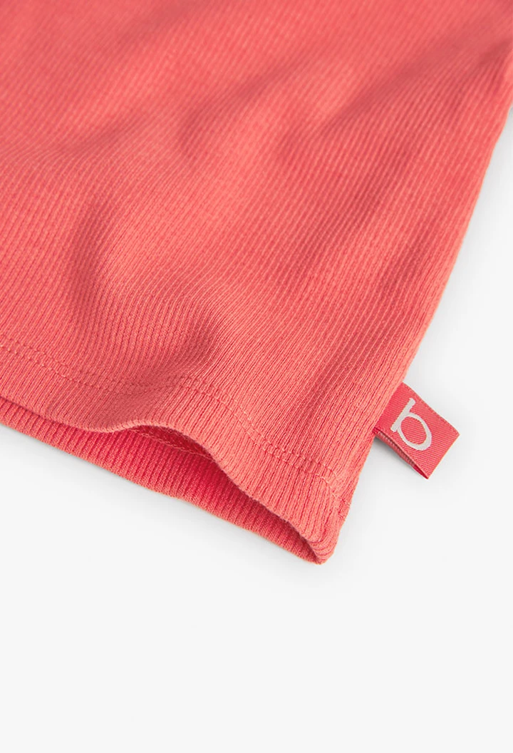 T-shirt à maille côtelée pour fille, coloris rouge