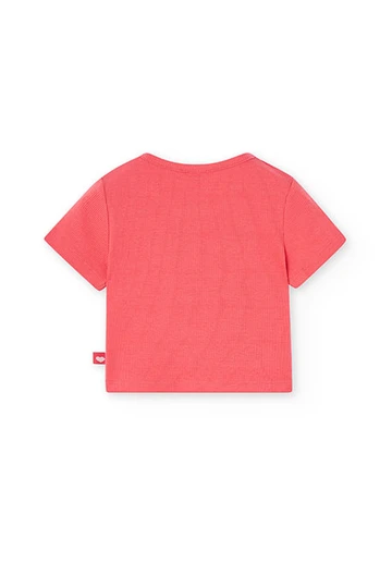 T-shirt à maille côtelée pour fille, coloris rouge
