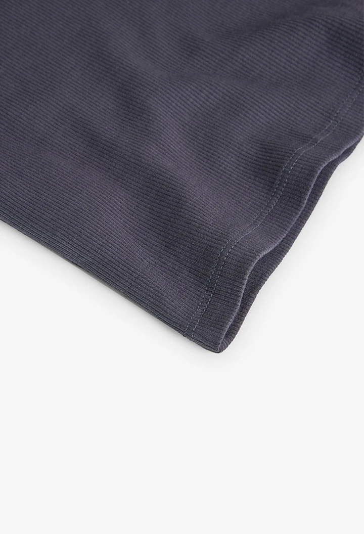 T-shirt à maille côtelée pour fille, coloris gris