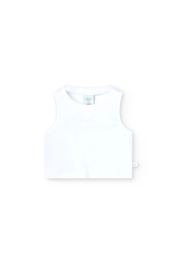 Strick-Top Canalé für Mädchen, in Farbe Weiß