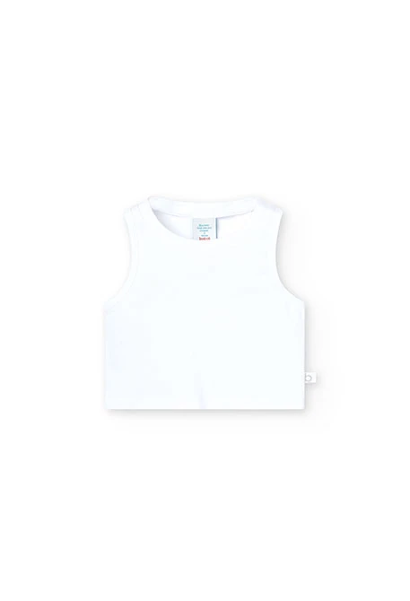 Strick-Top Canalé für Mädchen, in Farbe Weiß