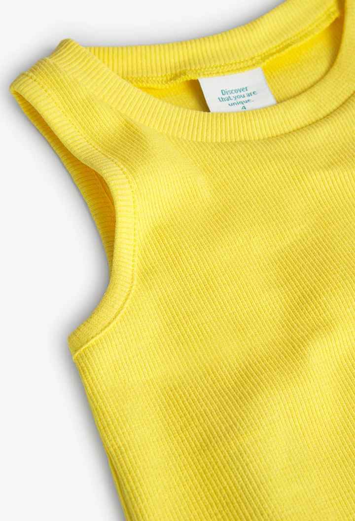 Haut en maille côtelée pour fille, jaune