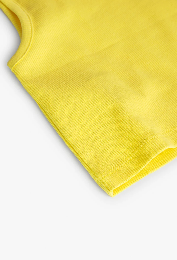Haut en maille côtelée pour fille, jaune