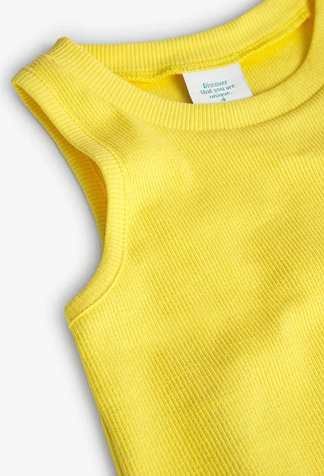 Girl's Ribbed Knit Top in Yellow