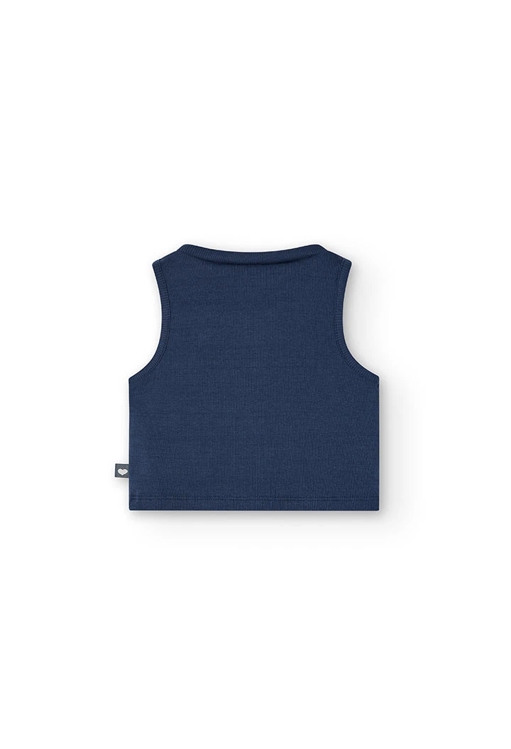 Girl\'s navy blue ribbed knit top