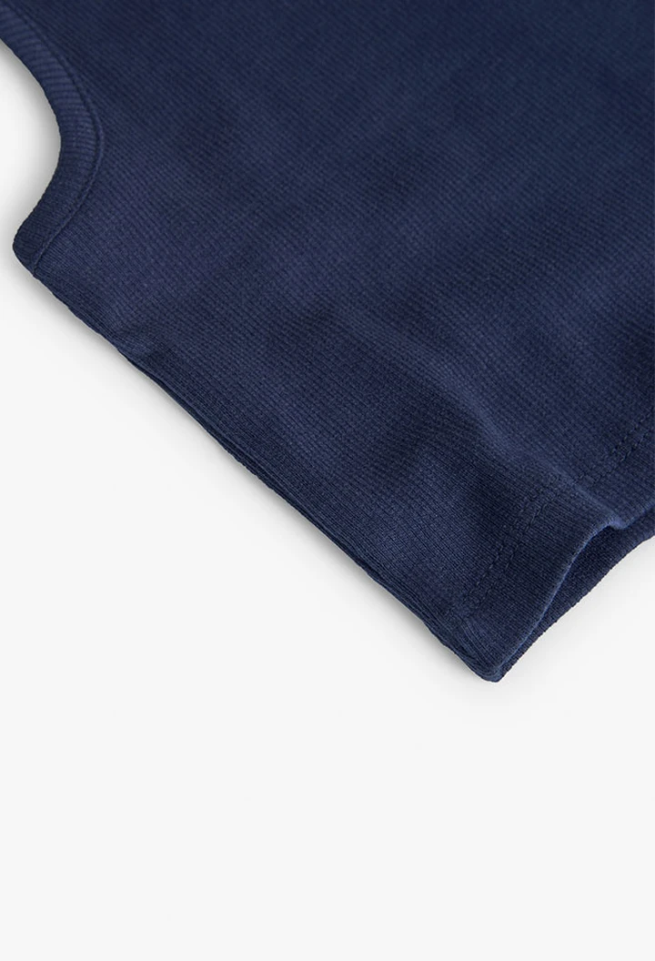 Haut en maille côtelée pour fille, bleu marine