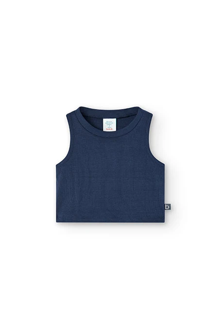 Girl's navy blue ribbed knit top
