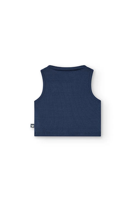 Girl's navy blue ribbed knit top