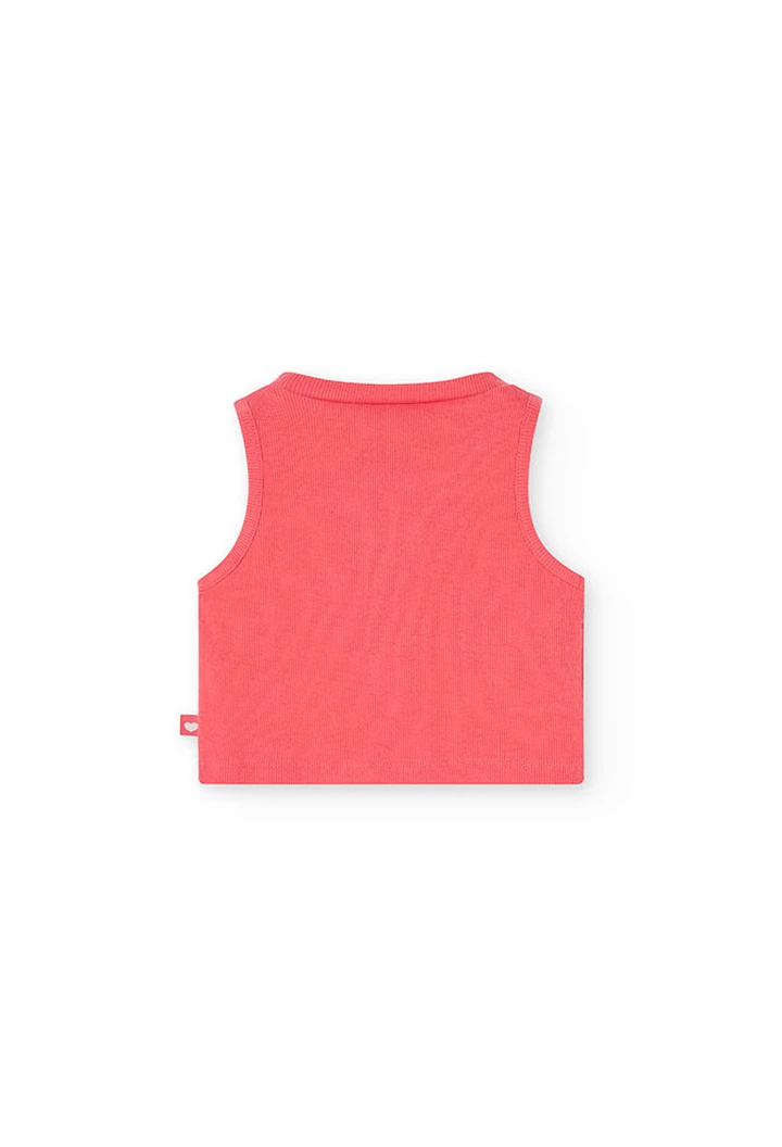 Haut en maille côtelée pour fille, rouge