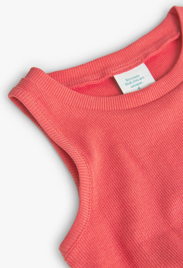 Haut en maille côtelée pour fille, rouge