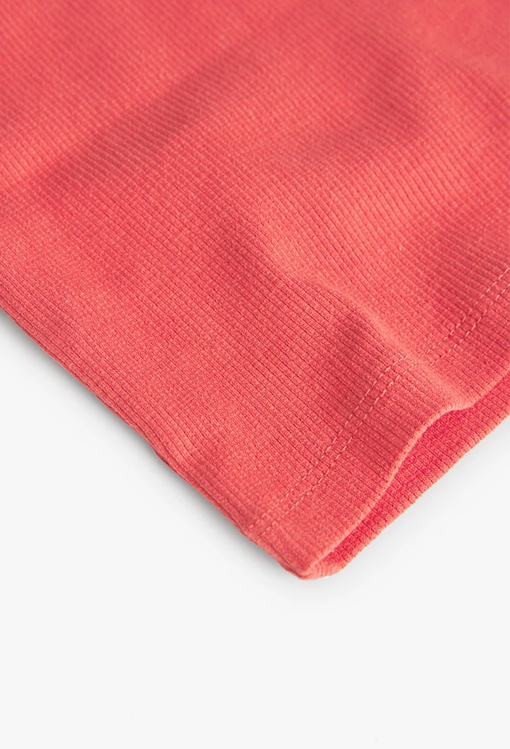 Haut en maille côtelée pour fille, rouge