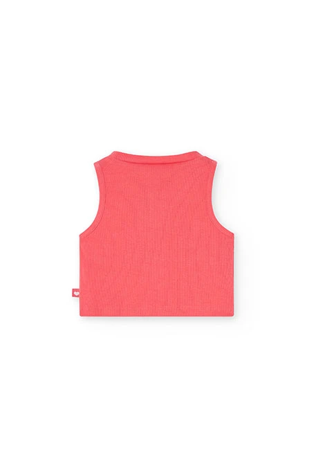 Girl's red ribbed knit top
