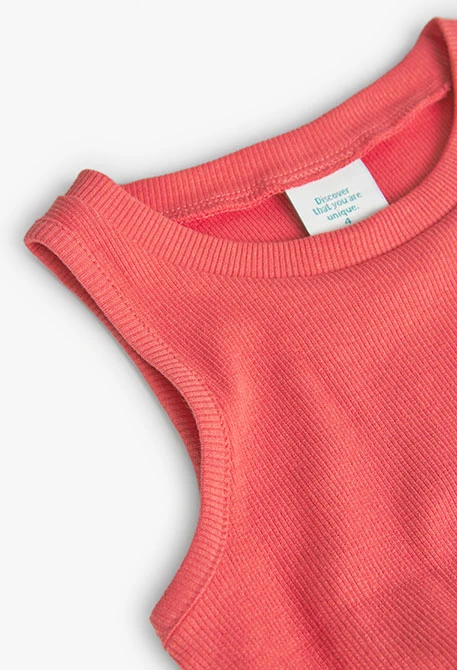 Girl's red ribbed knit top