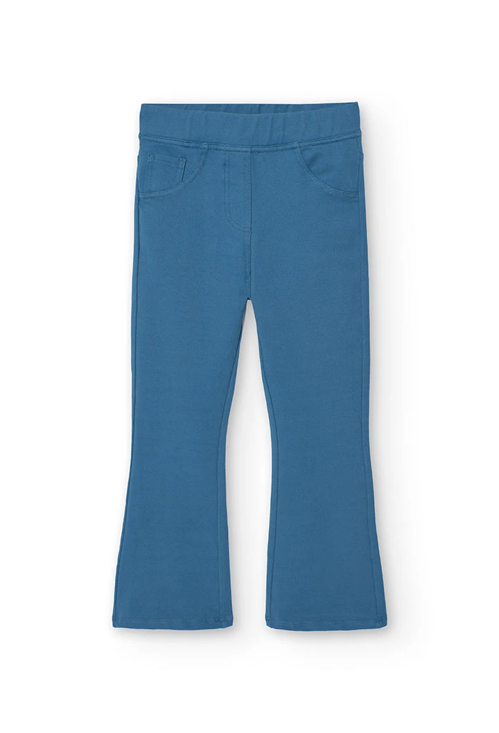 Twill trousers for girls in blue