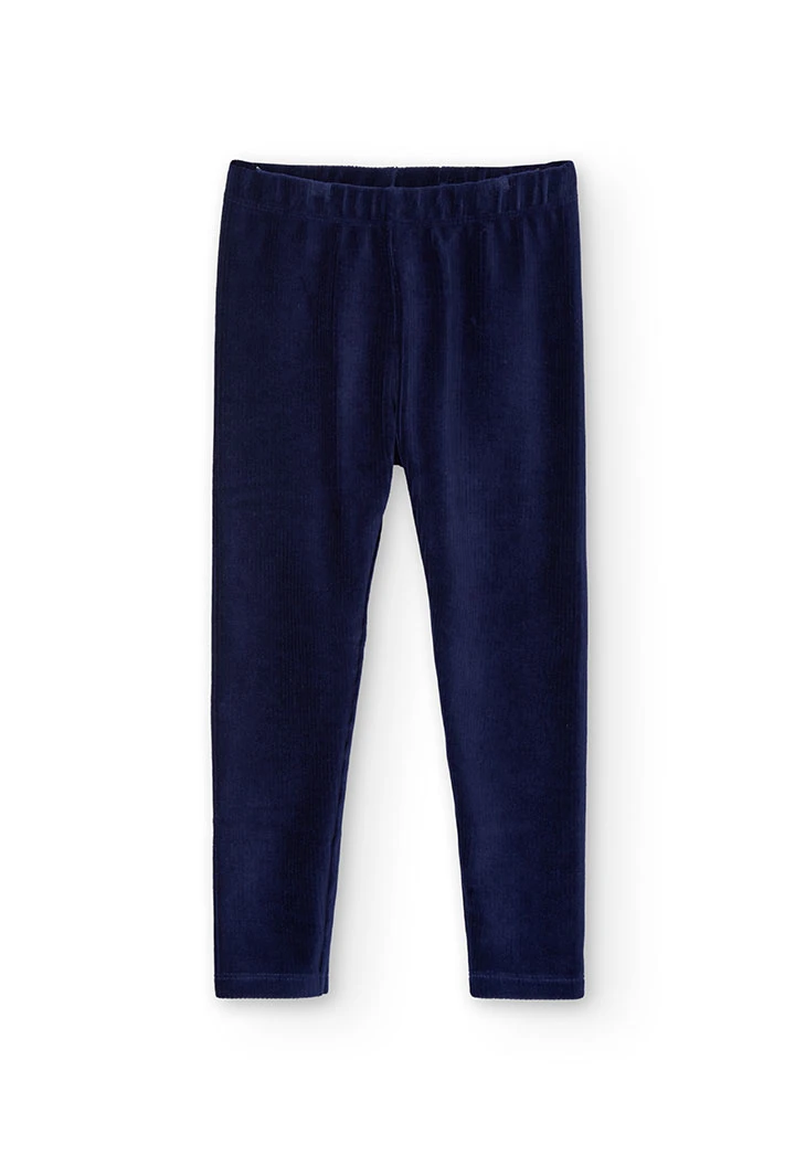 Leggings in velluto a coste per bambina in blu navy