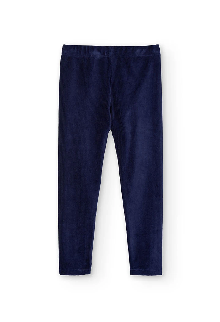 Leggings in velluto a coste per bambina in blu navy