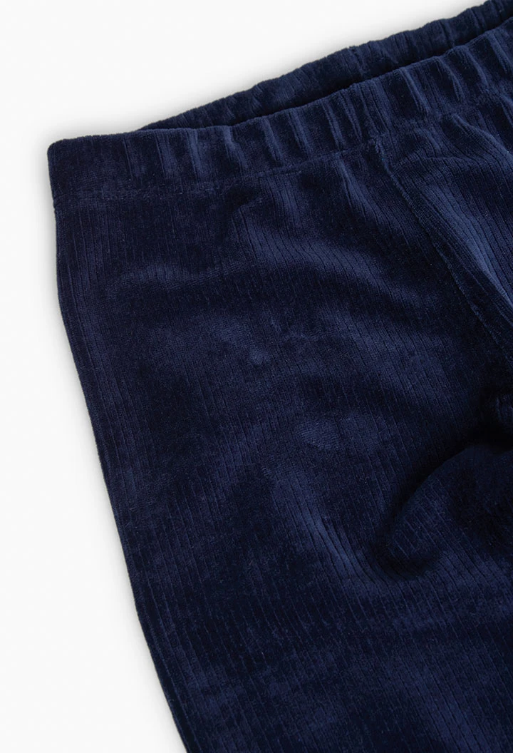 Corduroy leggings for girls in navy blue