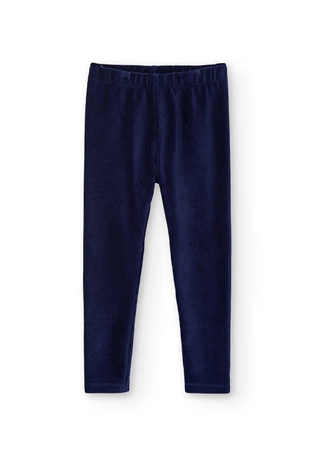 Leggings in velluto a coste per bambina in blu navy