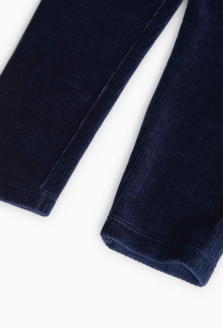 Corduroy leggings for girls in navy blue