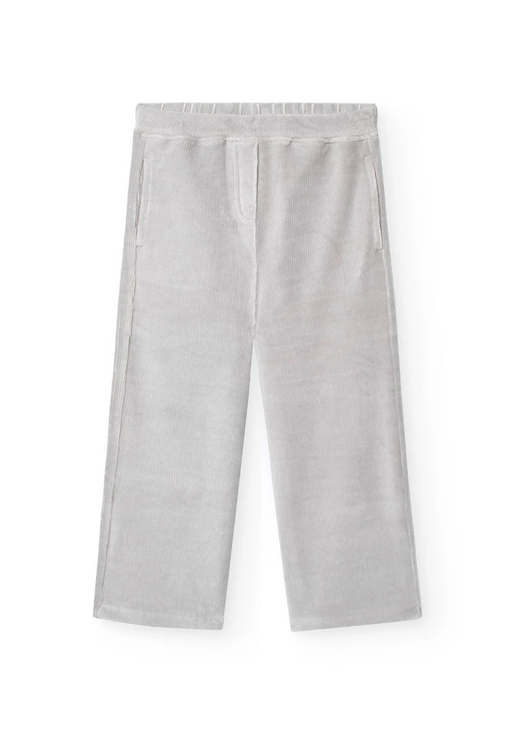 Elastic corduroy trousers for girls in grey