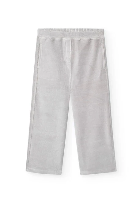 Pantaloni di velluto a coste elasticizzati per bambina in grigio
