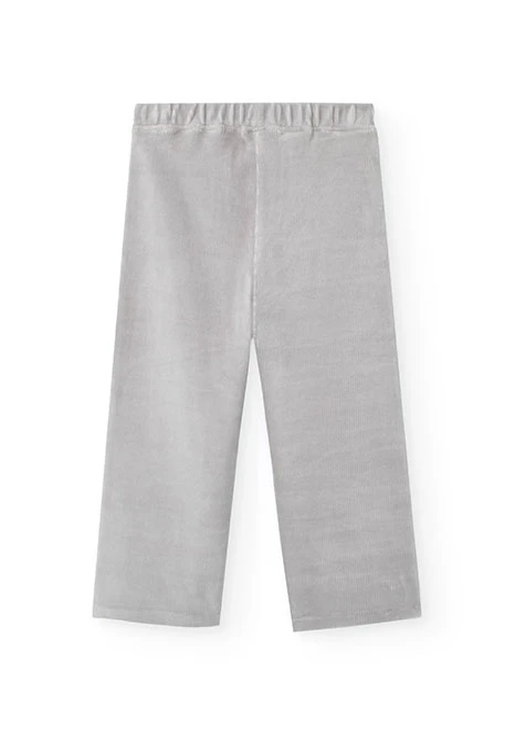 Pantalon en velours côtelé élastique pour fille en gris