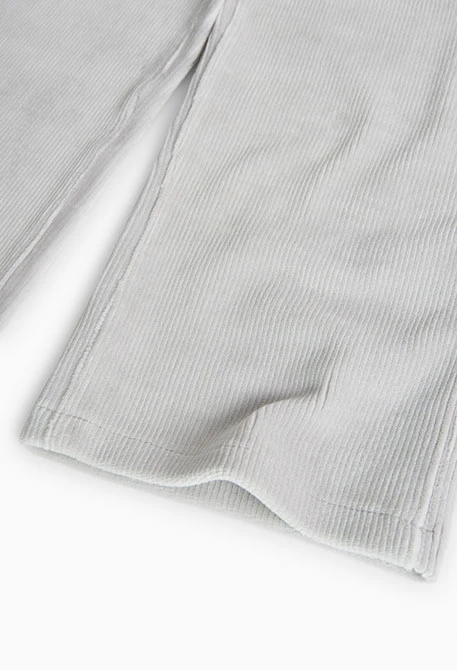 Pantaloni di velluto a coste elasticizzati per bambina in grigio