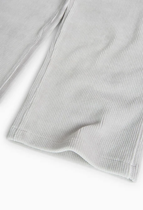 Pantalon en velours côtelé élastique pour fille en gris