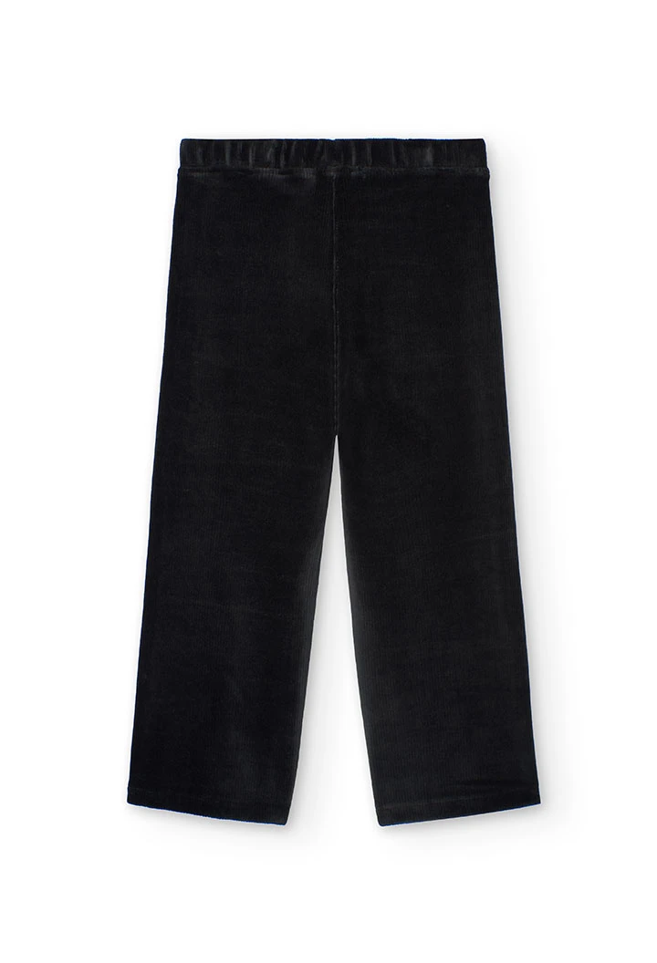 Elastic corduroy trousers for girls in black