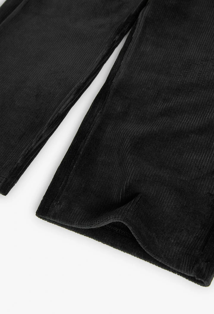 Elastic corduroy trousers for girls in black