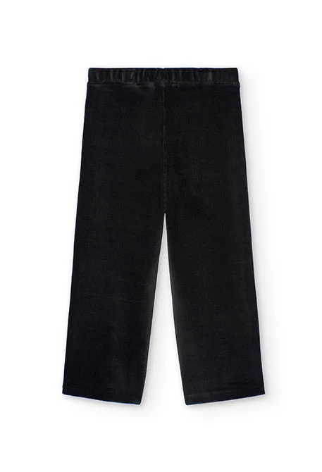 Elastic corduroy trousers for girls in black