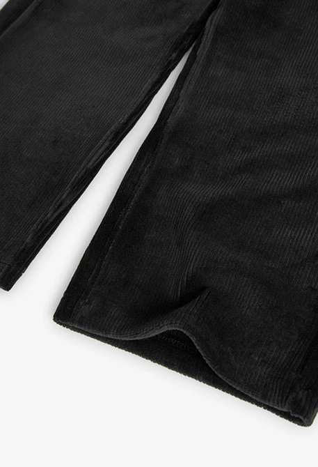 Pantalon en velours côtelé élastique pour fille en noir