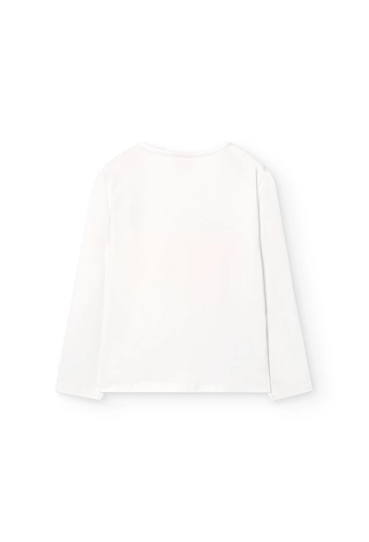 T-shirt en maille pour fille en blanc avec imprimé