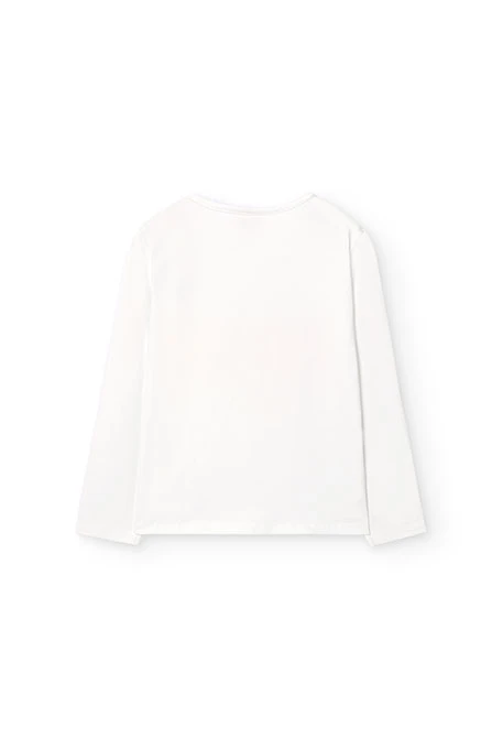 T-shirt en maille pour fille en blanc avec imprimé