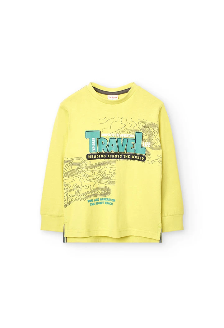 Maglietta a maniche lunghe per bambino in maglia verde.